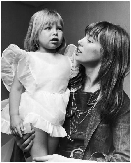 Jane Birkin with her daughter Kate (whose father is composer John Barry), at the Children's Dancing Matinee at the Theatre Royal Adelphi, The Strand, 3rd July 1970 Photo Frank Barratt Getty